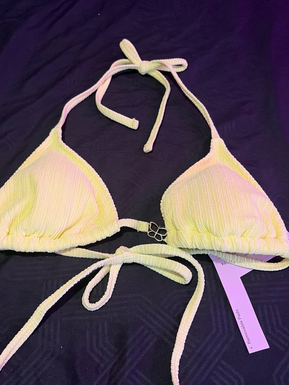 wild fable Bright Yellow Textured Triangle Swim Top